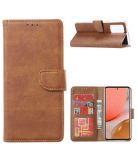 Ntech Samsung A32 Hoesje portemonnee hoes - Samsung Galaxy A32 5G bookcase wallet cover - Bruin