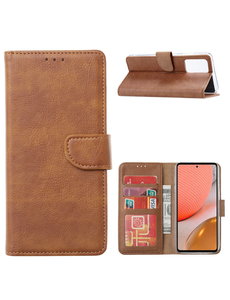 Ntech Samsung A32 Hoesje portemonnee hoes - Samsung Galaxy A32 5G bookcase wallet cover - Bruin