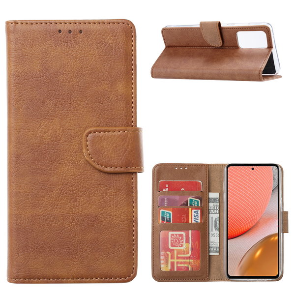 Ntech Hoesje Geschikt Voor Samsung Galaxy A32 Hoesje portemonnee hoes - Hoesje Geschikt Voor Samsung Galaxy A32 5G bookcase wallet cover - Bruin