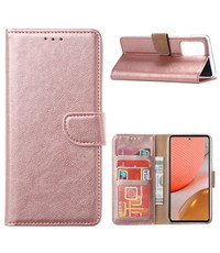 Ntech Samsung A32 Hoesje portemonnee hoes - Samsung Galaxy A32 5G bookcase wallet cover - Rose Goud