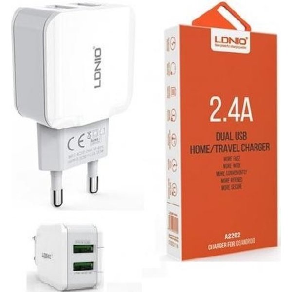 Ldnio  universele oplader met 2 usb-aansluiting Oplaadstekker met DUAL 2 USB POORT ADAPTER OPLADER