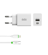 Durata iPhone 12 / 12 Pro 20W USB-C Fast Charger Adapter 2 Poorten Met USB-C naar Lighting Kabel - Durata