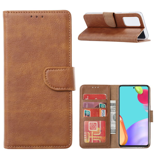 Ntech Hoesje Geschikt Voor Samsung Galaxy A32 4G hoesje bookcase Bruin - Hoesje Geschikt Voor Samsung Galaxy A32 4G portemonnee book case hoes cover