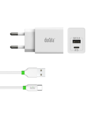 Durata Durata Quick 20W PD oplader USB to Type C  + USB slot voor Samsung, Huawei , Sony