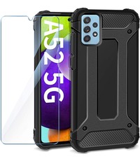 Ntech Samsung A52 5G Hoesje Schokbestendig Hybride hoesje rugged case Zwart - Galaxy A52 1x Screenprotector