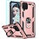 Ntech Hoesje Geschikt Voor Samsung Galaxy A12 5G Hoesje kickstand Armor met Ring houder TPU backcover hoesje - Rose Goud met Galaxy A12 screenprotector 2 pack