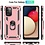 Ntech Hoesje Geschikt Voor Samsung Galaxy A02s Hoesje kickstand Armor met Ring houder TPU backcover hoesje - Rose Goud met Galaxy A02S screenprotector 2 pack