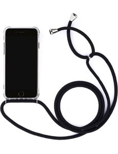 Merkloos Transparant Backcover Hoesje Case iPhone 7 Plus / 8 Plus met zwart koord