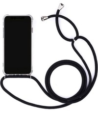 Merkloos Transparant Backcover Hoesje Case iPhone XR met zwart koord