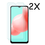 Ntech  Hoesje Geschikt Voor Samsung Galaxy A32 hoesje bookcase Pink Met screenprotector / 2X tempered glass