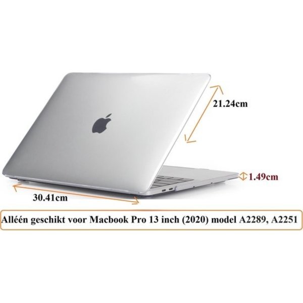 Merkloos Macbook Case voor Macbook Pro 13 inch (2020) A2289/A2251 - Laptop Cover - Transparant Clear