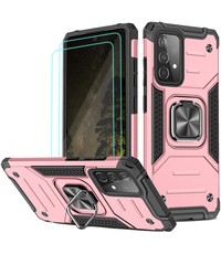 Ntech Samsung A52 Hoesje Heavy Duty Armor hoesje Rose Goud - Galaxy A52 Case Kickstand Ring cover met Magnetisch Auto Mount- Samsung A52 screenprotector 2 pack