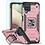 Ntech Samsung A12 Hoesje Heavy Duty Armor Hoesje Rose Goud - Galaxy A12 Case Kickstand Ring cover met Magnetisch Auto Mount- Samsung A12 screenprotector 2 pack