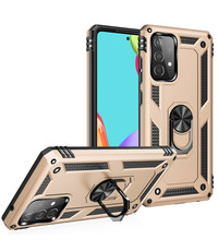 Ntech Samsung A52s Hoesje - Galaxy A52 5G / 4G Goud hoesje ( 4G & 5G ) Anti-Shock Hybride Armor case Ring houder TPU backcover met kickstand