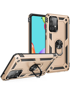 Ntech Samsung A52s Hoesje - Galaxy A52 5G / 4G Goud hoesje ( 4G & 5G ) Anti-Shock Hybride Armor case Ring houder TPU backcover met kickstand