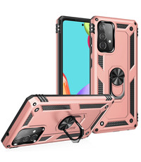 Ntech Samsung A52s Hoesje - Galaxy A52 5G / 4G Rose Goud hoesje ( 4G & 5G ) Anti-Shock Hybride Armor case Ring houder TPU backcover met kickstand