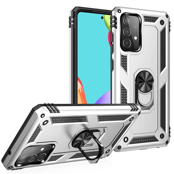 Ntech Hoesje Geschikt Voor Samsung Galaxy A52s Hoesje - Galaxy A52 5G / 4G Zliver hoesje ( 4G & 5G ) Anti-Shock Hybrid Armor case Ring houder TPU backcover met kickstand