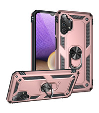 Ntech Samsung A32 Hoesje - Galaxy A32 5G Rose Goud hoesje Anti-Shock Hybride Armor case Ring houder TPU backcover met kickstand