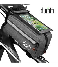 Durata Fietstas Waterdichte fiets frametas met telefoonhouder en opberg vak - Fiets stuur smartphone tas waterdicht - Mobielhouder fiets - Fietstas telefoon - Iphone Samsung - Universeel tot 6,4 inch