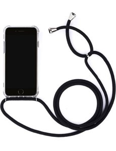 Merkloos Transparant Backcover Hoesje Case iPhone 8 / 7 met zwart koord
