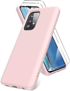 Ntech Samsung A52s Hoesje - Galaxy A52 5G / 4G hoesje  Silicone licht Pink - Galaxy  A52 Liquid Silicone Soft Nano cover - 2pack Screenprotector Galaxy A52