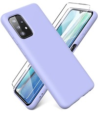 Ntech Samsung A52s Hoesje - Galaxy A52 5G / 4G hoesje  Silicone Lila - Galaxy  A52 Liquid Silicone Soft Nano cover - 2pack Screenprotector Galaxy A52