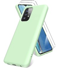 Ntech Samsung A52s Hoesje - Galaxy A52 5G / 4G hoesje  Silicone Groen - Galaxy  A52 Liquid Silicone Soft Nano cover - 2pack Screenprotector Galaxy A52