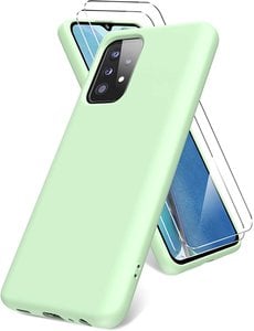 Ntech Samsung A72 hoesje - A72  5G / 4G hoesje Silicone Groen - Galaxy A72 Liquid Silicone Soft Nano cover - 2pack Screenprotector Galaxy A72