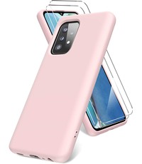 Ntech Samsung A72 hoesje - A72  5G / 4G hoesje Silicone Licht Rose - Galaxy A72 Liquid Silicone Soft Nano cover - 2pack Screenprotector Galaxy A72