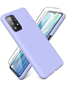 Ntech Samsung A72 hoesje - A72  5G / 4G hoesje Silicone Lila - Galaxy A72 Liquid Silicone Soft Nano cover - 2pack Screenprotector Galaxy A72