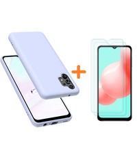 Ntech Samsung A32 hoesje - A32 4G hoesje Silicone Lila - Galaxy A32 Liquid Silicone Soft Nano cover - 2pack Screenprotector Galaxy A32