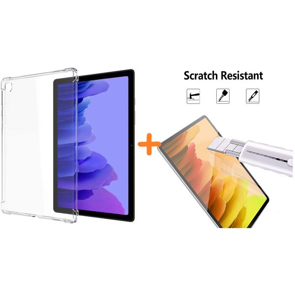 Ntech Screenprotector Geschikt voor Samsung Galaxy Tab A7 10.4 Hoes siliconen Shockproof - (2020/2022) - Schokbestendig Transparant cover + Screenprotector 1x