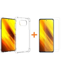 Ntech Xiaomi Poco X3 hoesje shock proof transparant - Poco X3 Silicone hoesje - Hoesje Xiaomi Poco X3 - Xiaomi Poco X3 Screenprotector  2 pack