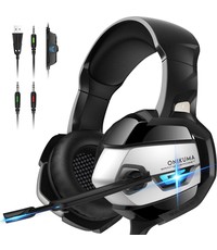  K5 Gaming Headset met Microfoon voor PS4 PS5 Xbox One Headset met Noise Cancelling Mic 7.1 Surround Bass Over Ear Gaming Headphones voor Playstation 4 5 PC Mac Laptop Headset