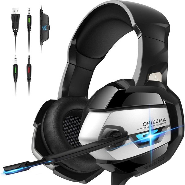K5 Gaming Headset met Microfoon geschikt voor PS4 PS5 Xbox One Headset met Noise Cancelling Mic 7.1 Surround Bass Over Ear Gaming Headphones voor Playstation 4 5 PC Mac Laptop Headset