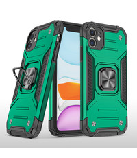 Ntech iPhone 11 Pro Hoesje - Heavy Duty Armor hoesje Groen - iPhone 11Pro  silicone TPU hybride hoesje Kickstand ringhouder met Magnetisch Auto Mount