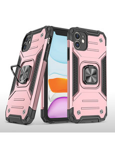 Ntech iPhone 11 Pro Max Hoesje - Heavy Duty Armor hoesje Rose Goud - iPhone 11 Pro Max silicone TPU hybride hoesje Kickstand ringhouder met Magnetisch Auto Mount