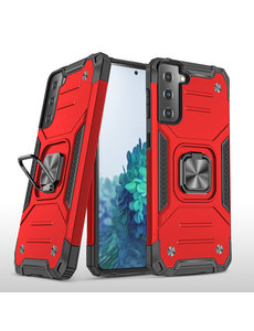 Ntech Samsung Galaxy S21 Plus Hoesje Heavy Duty Armor met Kickstand ringhouder Rood