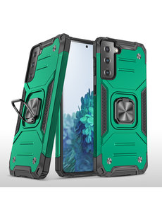 Ntech Samsung Galaxy S21 Plus Hoesje Heavy Duty Armor met Kickstand ringhouder Groen
