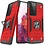 Ntech Hoesje Geschikt Voor Samsung Galaxy S21 Ultra Hoesje - Heavy Duty Armor hoesje Rood - Galaxy S21 Ultra silicone TPU hybride hoesje Kickstand ringhouder met Magnetisch Auto Mount