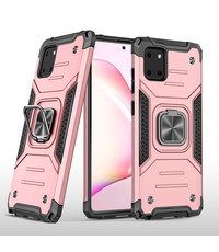 Ntech Samsung S10 Lite 2020 Hoesje - Heavy Duty Armor hoesje Rose Goud - Galaxy S10 Lite / A91 silicone TPU hybride hoesje Kickstand ringhouder met Magnetisch Auto Mount