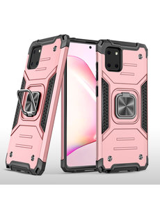 Ntech Samsung S10 Lite 2020 Hoesje - Heavy Duty Armor hoesje Rose Goud - Galaxy S10 Lite / A91 silicone TPU hybride hoesje Kickstand ringhouder met Magnetisch Auto Mount