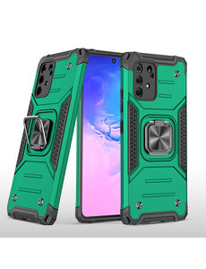 Ntech Samsung S10 Lite 2020 Hoesje - Heavy Duty Armor hoesje Groen - Galaxy S10 Lite / A91 silicone TPU hybride hoesje Kickstand ringhouder met Magnetisch Auto Mount
