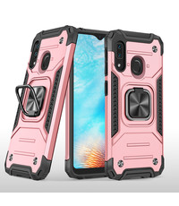 Ntech Samsung A01 Core Hoesje - Heavy Duty Armor hoesje Rose Goud  silicone TPU hybride hoesje Kickstand ringhouder met Magnetisch Auto Mount