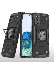 Ntech Samsung Galaxy S20 Hoesje Heavy Duty Armor TPU Met Kickstand Zwart