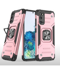 Ntech Samsung Galaxy S20 Hoesje Heavy Duty Armor TPU Met Kickstand Rose Goud