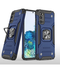 Ntech Samsung Galaxy S20 Hoesje Heavy Duty Armor TPU Met Kickstand Blauw