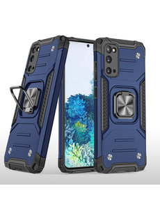Ntech Samsung Galaxy S20 Hoesje Heavy Duty Armor TPU Met Kickstand Blauw
