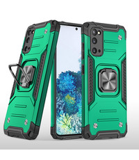 Ntech Samsung Galaxy S20 Hoesje Heavy Duty Armor TPU Met Kickstand Groen