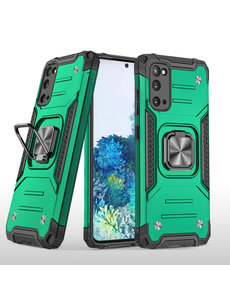 Ntech Samsung Galaxy S20 Hoesje Heavy Duty Armor TPU Met Kickstand Groen
